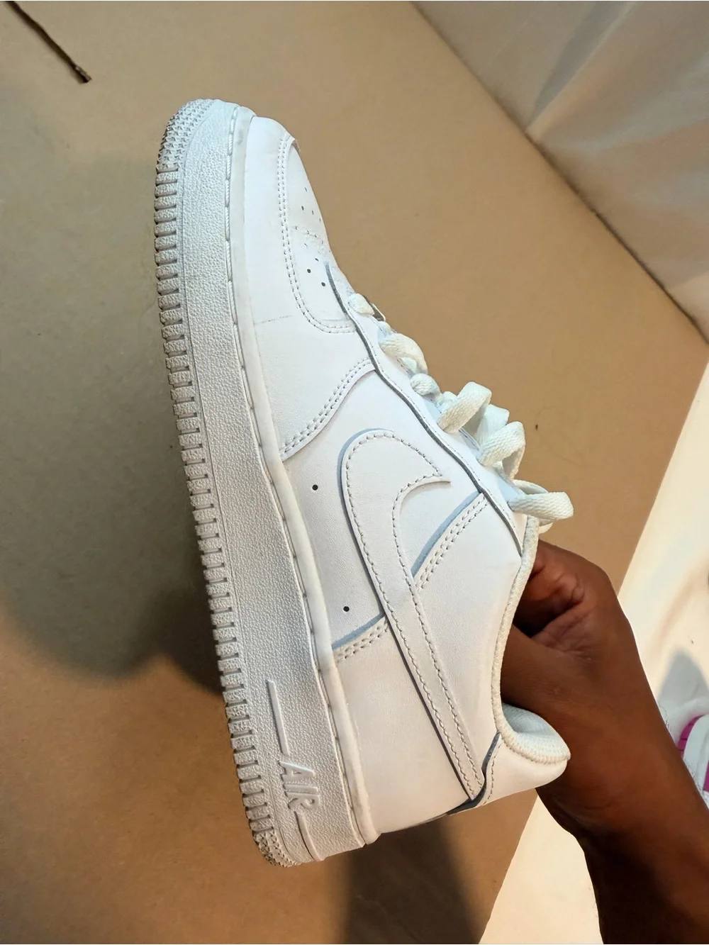 Nike Kids White Low-Top Leather Sneakers with Lace-Up Closure